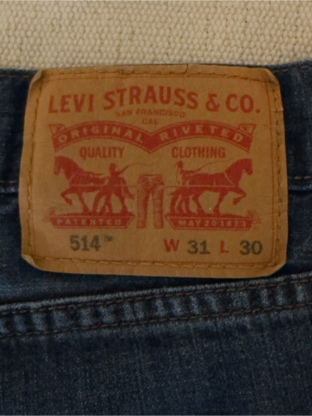 Levi's Slim-Straight Men's Jeans - Dark Blue with Tan Patch